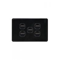 Puma - Switch Horizontal 5 Gang, 10AX/16A 250V~  Black x5 - PUSW5GBK
