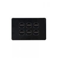 Puma -u00a0Switch Horizontal 6 Gang, 10AX/16A 250V~  Black x5 - PUSW6GBK
