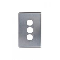 Puma - Switch Horizontal 3 Gang, 10AX/16A 250V~  Brushed Aluminium Cover x10 - PUSWPV3GCBA