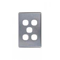 Puma.-u00a0Switch Vertical 5 Gang, 10AX/16A 250V~  Brushed Aluminium Cover x5 - PUSWPV5GCBA