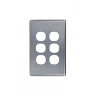 Puma - Switch Vertical 6 Gang, 10AX/16A 250V~  Brushed Aluminium Cover x5 - PUSWPV6GCBA