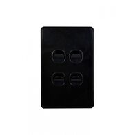 Puma -u00a0Switch Vertical 4 Gang, 10AX/16A 250V~  Black x10 - PUSWV4GBK