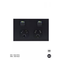 Clouded Leopard -u00a0Power Point Switched 2 Gang 10A 250V  Matt Black x10 - CLPP2GMBK