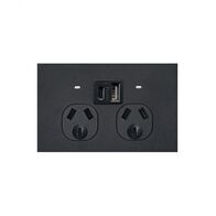 Clouded Leopard -u00a0Power Point Fully Integrated Dual USB Charger (Type A & C) Auto Switched, 10A 250V~  Matt Black  x1 - CLPP2USBAUMBK