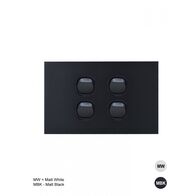 Clouded Leopard - Switch Horizontal 4u00a0Gang 16AX/20A 250V~  Matt Black  x10 - CLSW4GMBK