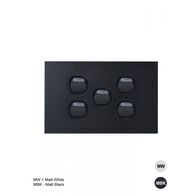 Clouded Leopard - Switch Horizontal 5u00a0Gang 16AX/20A 250V~  Matt White x5 - CLSW5GMW