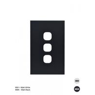 Clouded Leopard -u00a0Switch Plate Vertical 3 Gang (Less Mech)  Matt Black x10 - CLSWPV3GMBK