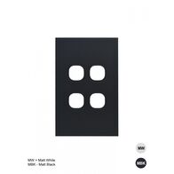 Clouded Leopard -u00a0Switch Plate Vertical 4 Gang (Less Mech)  Matt White x10 - CLSWPV4GMW