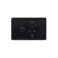 Cougar -u00a0Power Point Switched 1 Gang 10A 250V With Extra Switch 16A  Black x5 - COPPSW1GBK