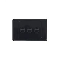 Cougar - Switch Horizontal 3 Gang 10AX/16A 250V~  Black x10 - COSW3GBK