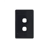 Cougar - Switch Plate Vertical 2 Gang (Less Mech)  Black x10 - COSWPV2GBK