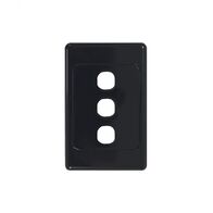 Cougar - Switch Plate Vertical 3 Gang (Less Mech)  Black x10 - COSWPV3GBK
