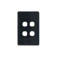 Cougar - Switch Plate Vertical 4 Gang (Less Mech)  Black x10 - COSWPV4GBK