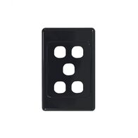 Cougar - Switch Plate Vertical 5 Gang (Less Mech)  Black x10 - COSWPV5GBK