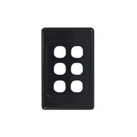 Cougar - Switch Plate Vertical 6 Gang (Less Mech)  Black x10 - COSWPV6GBK