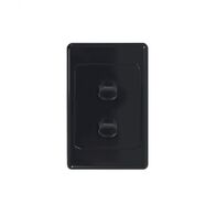 Cougar -u00a0Switch Horizontal 2 Gang 10AX/16A 250V~  Black x10 - COSW2GBK