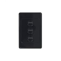 Cougar - Switch Vertical 3 Gang 10AX/16A 250V~  Black x10 - COSWV3GBK