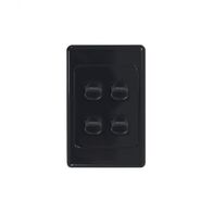 Cougar - Switch Vertical 4 Gang 10AX/16A 250V~  Black x10 - COSWV4GBK