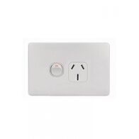 Flat Cat - Power Point Switched 1 Gang Slim 15A 250V  Matt White x10 - FLPP151GMW