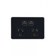Flat Cat - Power Point Switched 2 Gang 15A 250V~  Black x1 - FLPP152GBK