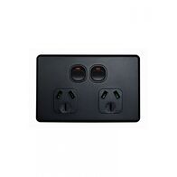 Flat Cat - Power Point Switched 2 Gang 15A 250V~  Matt Black  x1 - FLPP152GMBK