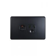 Flat Cat - Power Point Switched 1 Gang 10A 250V~  Matt Black x10 - FLPP1GMBK