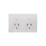 Flat Cat -u00a0Power Point Auto Switched 2 Gang 10A 250V~  Matt White x5 - FLPP2GAUMW