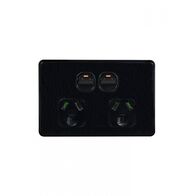 Flat Cat - Power Point Switched 2 Gang 10A 250V~  Black x10 - FLPP2GBK