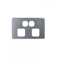 Flat Cat - Power Point Switched 2 Gang 10A 250V~  Brushed Aluminium Cover x10 - FLPP2GCBA