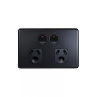 Flat Cat - Power Point Switched 2 Gang 10A 250V~  Matt Black x10 - FLPP2GMBK