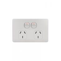 Flat Cat - Power Point Switched 2 Gang 10A 250V~  Matt White x10 - FLPP2GMW
