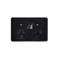 Flat Cat - Power Point Fully Integrated Dual USB Charger (Type A & C) Auto Switched  Black  x1 - FLPP2USBAUBK