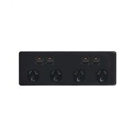 Flat Cat -u00a0Power Point Switched 4 Gang 10A 250V Flush Mount with Custom Mounting Bracket  Black x20 - FLPP4GBK