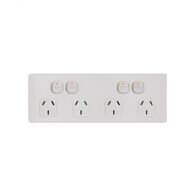Flat Cat -u00a0Power Point Switched 4 Gang 10A 250V Flush Mount with Custom Mounting Bracket  Matt White x20 - FLPP4GMW