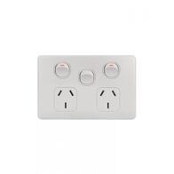 Flat Cat -u00a0Power Point Switched 2 Gang 10A 250V~ With Removable Extra Switch 16AX/20A  Matt White x5 - FLPPSW2GMW