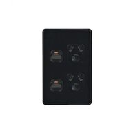 Flat Cat -u00a0Power Point Switched Vertical 2 Gang 10A 250V  Black x5 - FLPPV2GBK