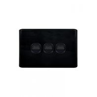 Flat Cat -u00a0Switch Horizontal 3 Gangu00a010AX/16A 250V~  Black x10 - FLSW3GBK
