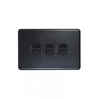 Flat Cat -u00a0Switch Horizontal 3 Gangu00a010AX/16A 250V~  Matt Black x10 - FLSW3GMBK