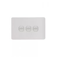 Flat Cat -u00a0Switch Horizontal 3 Gangu00a010AX/16A 250V~  Matt White x10 - FLSW3GMW
