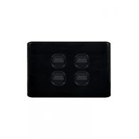 Flat Cat -u00a0Switch Horizontal 4 Gangu00a010AX/16A 250V~  Black x10 - FLSW4GBK