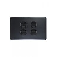 Flat Cat -u00a0Switch Horizontal 4 Gangu00a010AX/16A 250V~  Matt Black x10 - FLSW4GMBK