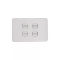 Flat Cat -u00a0Switch Horizontal 4 Gangu00a010AX/16A 250V~  Matt White x10 - FLSW4GMW