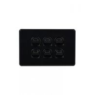 Flat Cat - Switch Horizontal 6 Gang 10AX/16A 250V~  Black x5 - FLSW6GBK