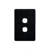 Flat Cat - Switch Plate Vertical 2 Gang (Less Mech)  Black x10 - FLSWPV2GBK