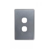 Flat Cat - Switch Vertical 2 Gang 10AX/16A 250V~  Brushed Aluminium Cover x10 - FLSWPV2GCBA