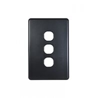Flat Cat - Switch Plate Vertical 3 Gang (Less Mech)  Matt Black x10 - FLSWPV3GMBK