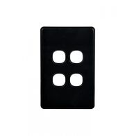 Flat Cat - Switch Plate Vertical 4 Gang (Less Mech)  Black x10 - FLSWPV4GBK