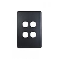 Flat Cat - Switch Plate Vertical 4 Gang (Less Mech)  Matt Black x10 - FLSWPV4GMBK