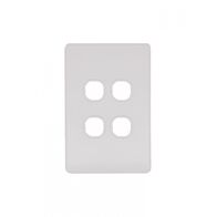 Flat Cat - Switch Plate Vertical 4 Gang (Less Mech)  Matt White x10 - FLSWPV4GMW