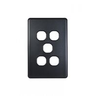 Flat Cat - Switch Plate Vertical 5 Gang (Less Mech)  Matt Black x10 - FLSWPV5GMBK